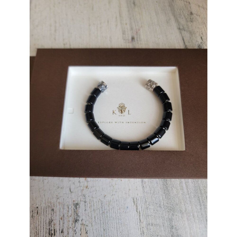 Karma luck black onyx bracelet open unisex accessory protection‎ peace
